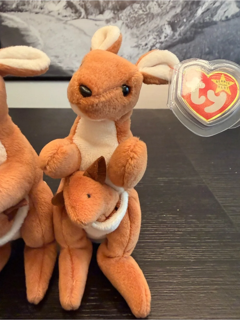 NWT Vintage Ty Beanie Babies Bundle of (2) Pouch Kangaroos Stuffed Animals